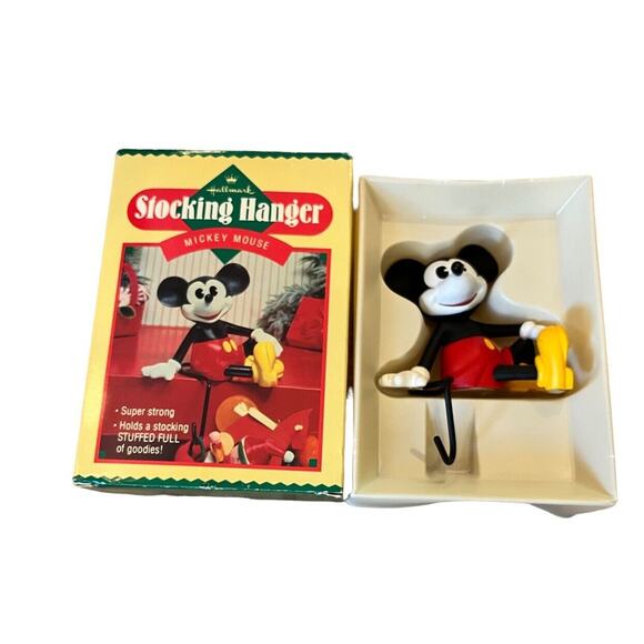 Vintage Hallmark Mickey Mouse Stocking Hanger with Box christmas - Picture 1 of 4